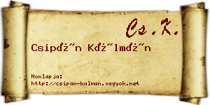 Csipán Kálmán névjegykártya