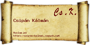 Csipán Kálmán névjegykártya